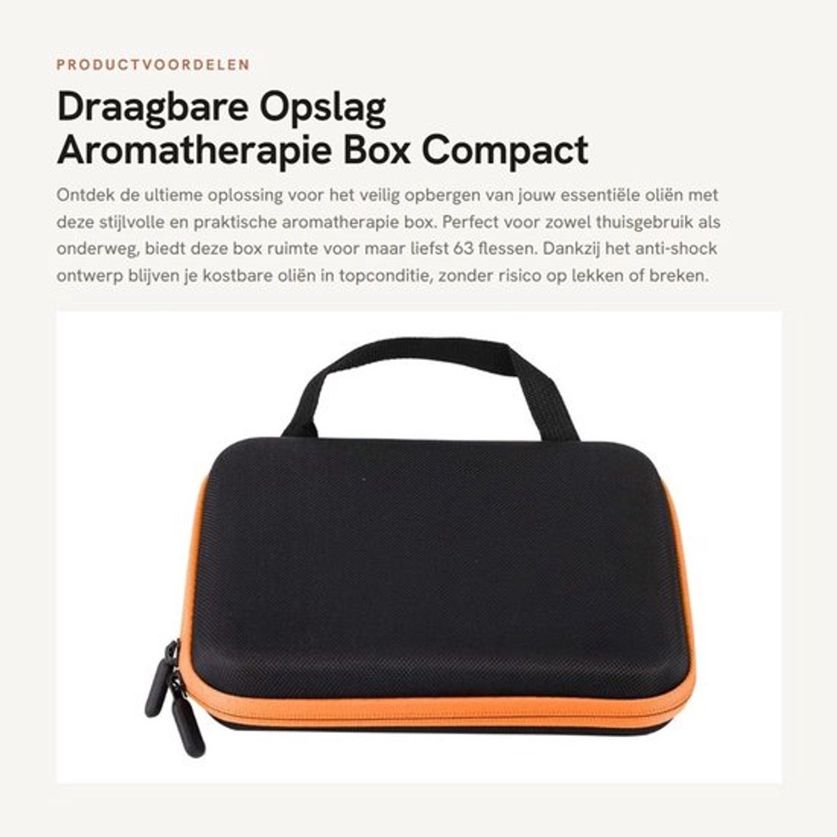 Etherische Olie Box - 63 Vakken - Compact Formaat - Antischok Ontwerp - Hoogwaardig EVA-Materiaal - Duurzaam en Sterk - Olie Organizer
