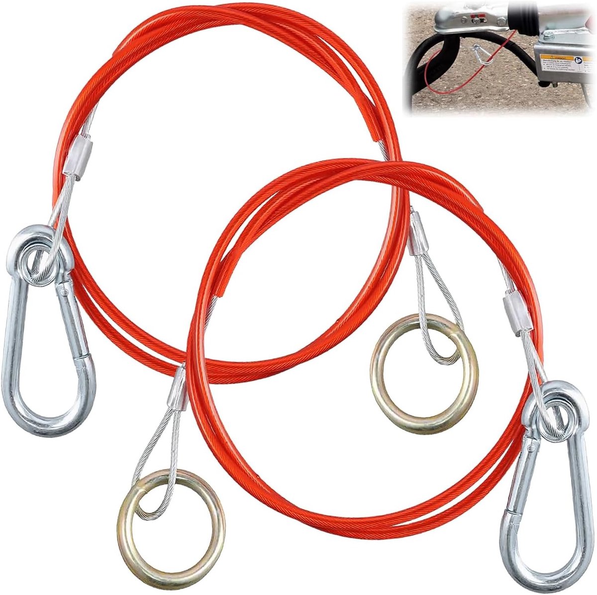 Dailygoods - Scheurtouw Set - 2 Stuks 1 m met Karabijnhaak voor Aanhangers