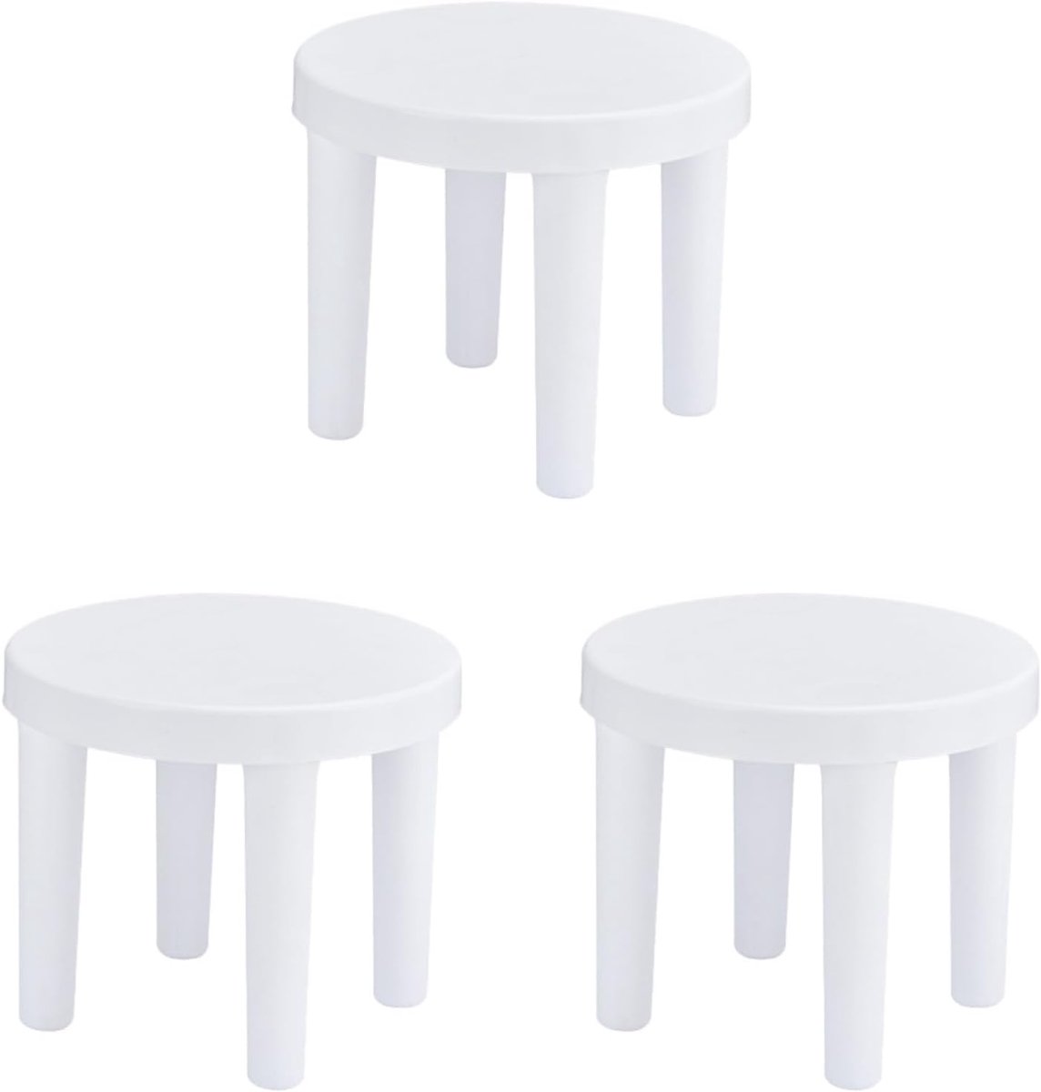 SnelShoppen - 3 Stuks Lage Kinderkrukken - Rond Plastic Voetbankje - Antislip Mini Stolen voor Kinderen - Ideaal voor Keuken, Badkamer en Speelkamer -