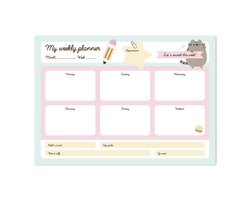 Pusheen Weekplanner Foodie 29,7 X 21 Cm A4 Blauw 54 Vellen