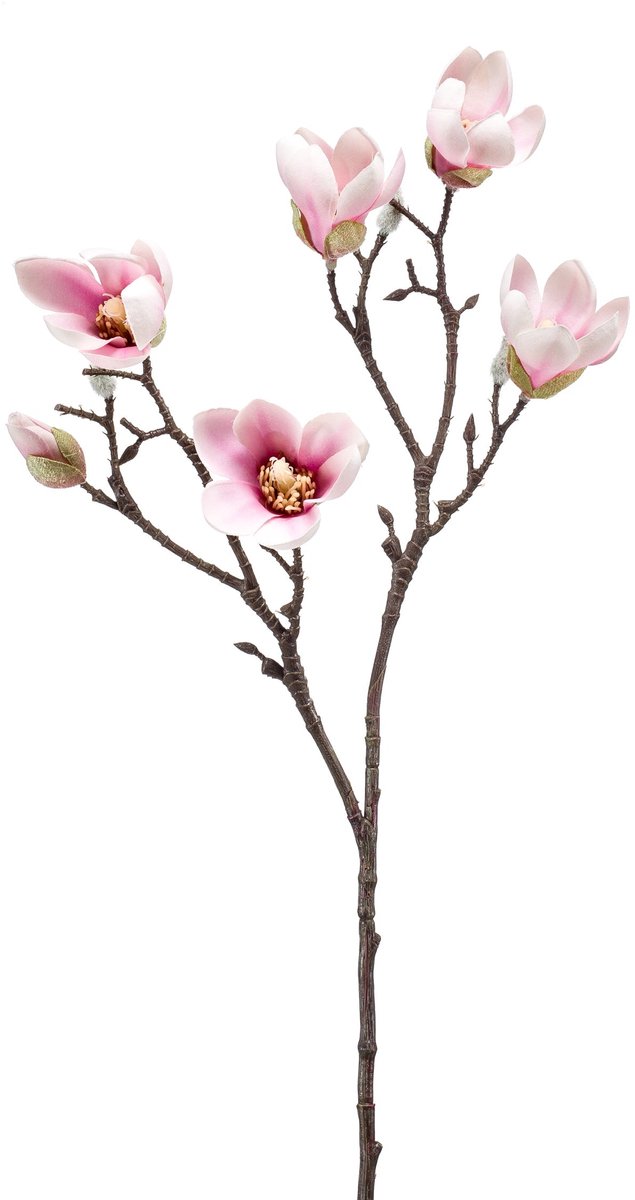 Emerald Kunstbloem Magnolia mini 65cm lichtroze - Kunstplant voor binnen