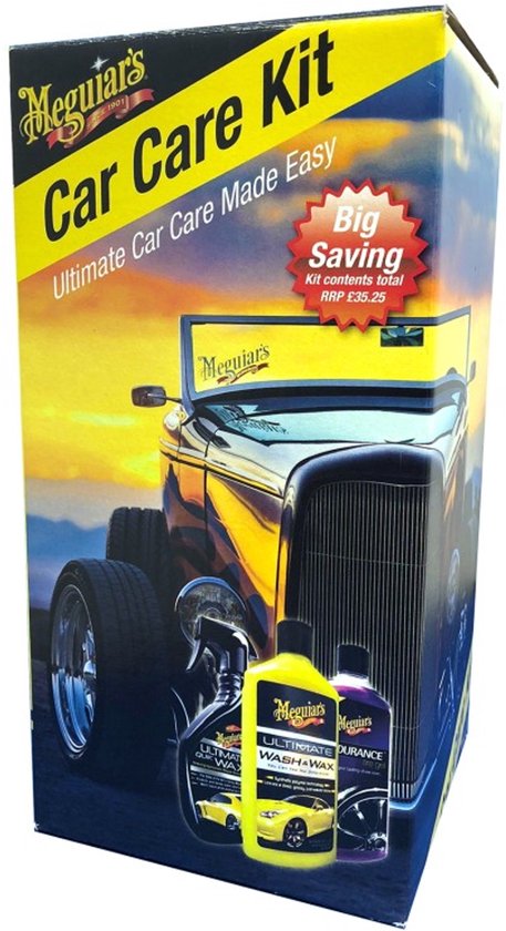 Meguiar's Car Care Kit 3-delige schoonmaakset – Ultimate Wash & Wax – Ultimate Quick Wax – Endurance High Gloss Tire Gel – 473ml
