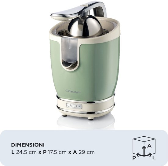 Ariete 0413/04 - Vintage elektrische citruspers - 400 Watt - 2 perskegels - 600 ml inhoud - groen van Ariete — afbeelding 5