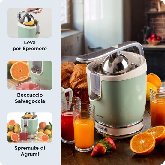 Ariete 0413/04 - Vintage elektrische citruspers - 400 Watt - 2 perskegels - 600 ml inhoud - groen van Ariete — afbeelding 2