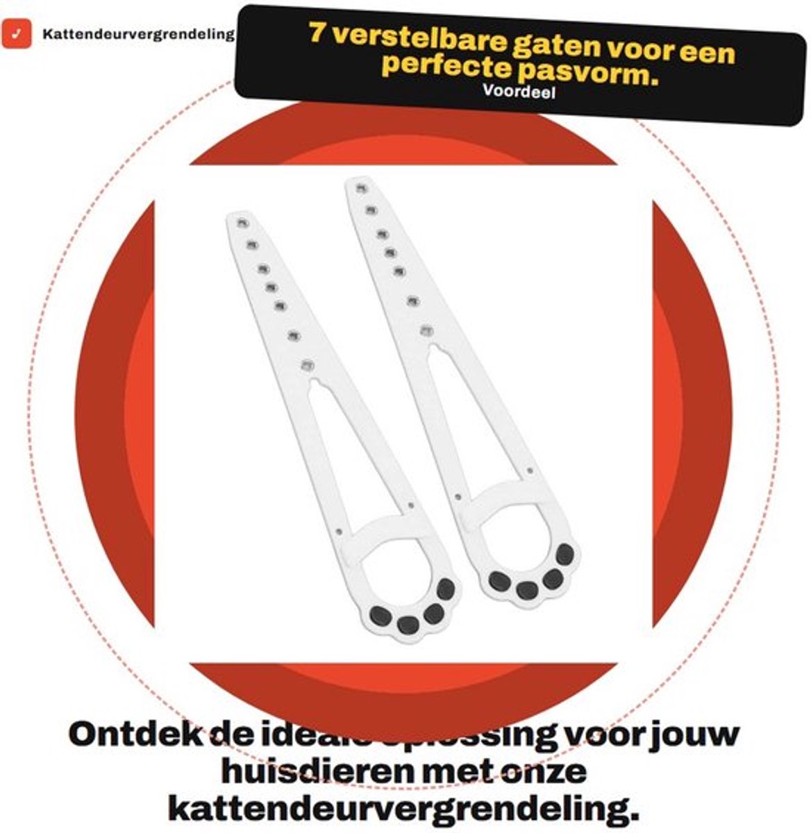 Kattendeurvergrendeling - 7 Verstelbare Gaten - Huisdierdeurbeugel - Roestvrij Staal - Eenvoudig te Installeren - Duurzaam en Veilig - Huisdierdeur