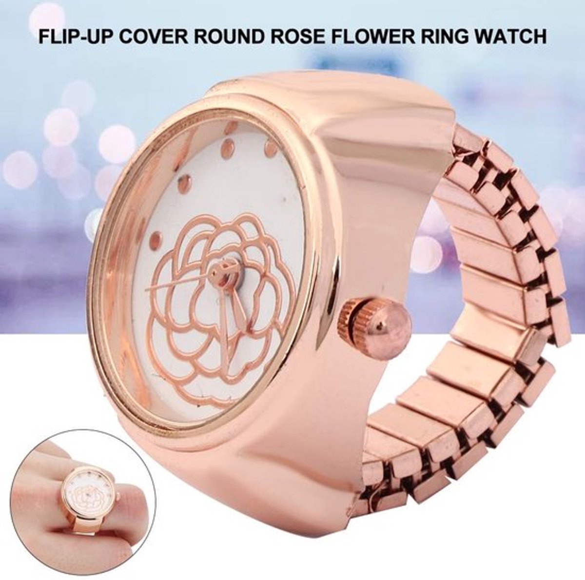 Fidget Ring - Duurzaam Legeringsmateriaal - Stressverlichtende Ring - Stijlvol voor Elke Gelegenheid - Nauwkeurige Tijdwaarneming - Casual Stijl Vinger Ring Horloge - Ringhorloge