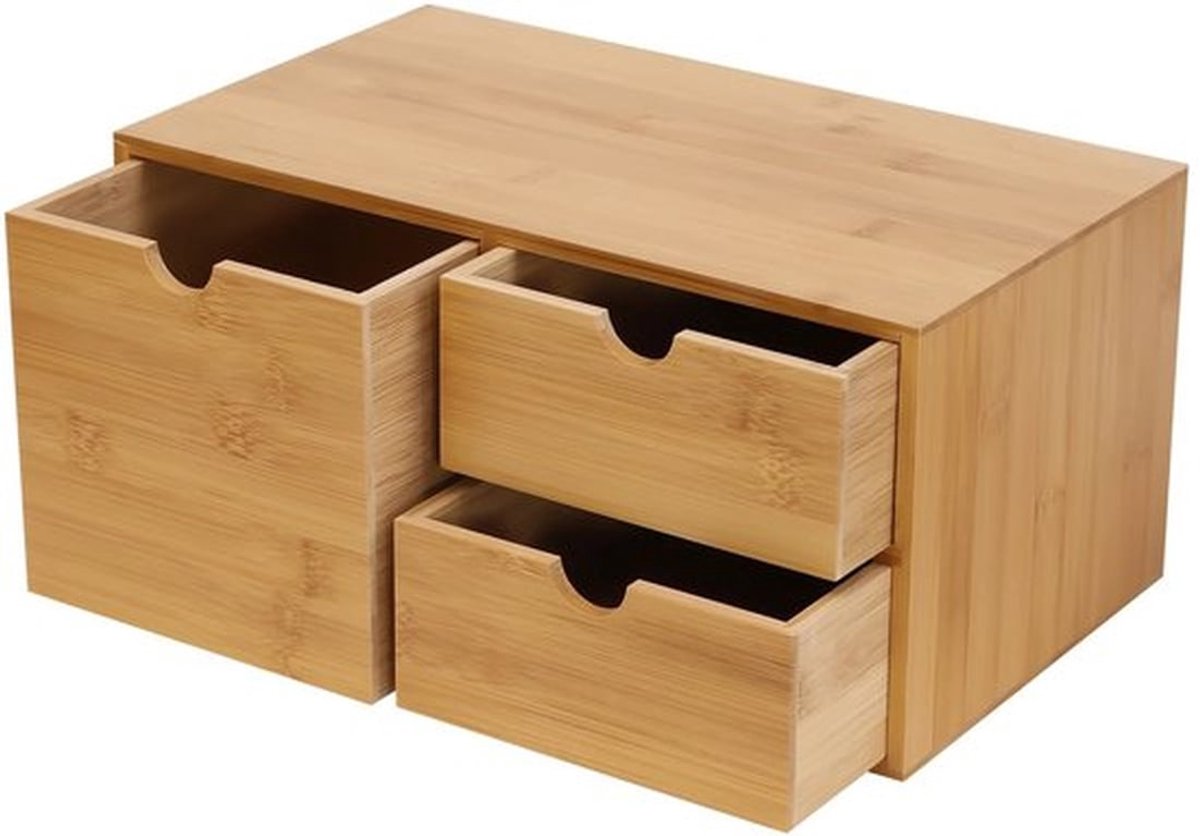 Organisateur de bureau en bambou, mini tiroir de bureau en bambou, boîte de rangement pour bureau et maison,