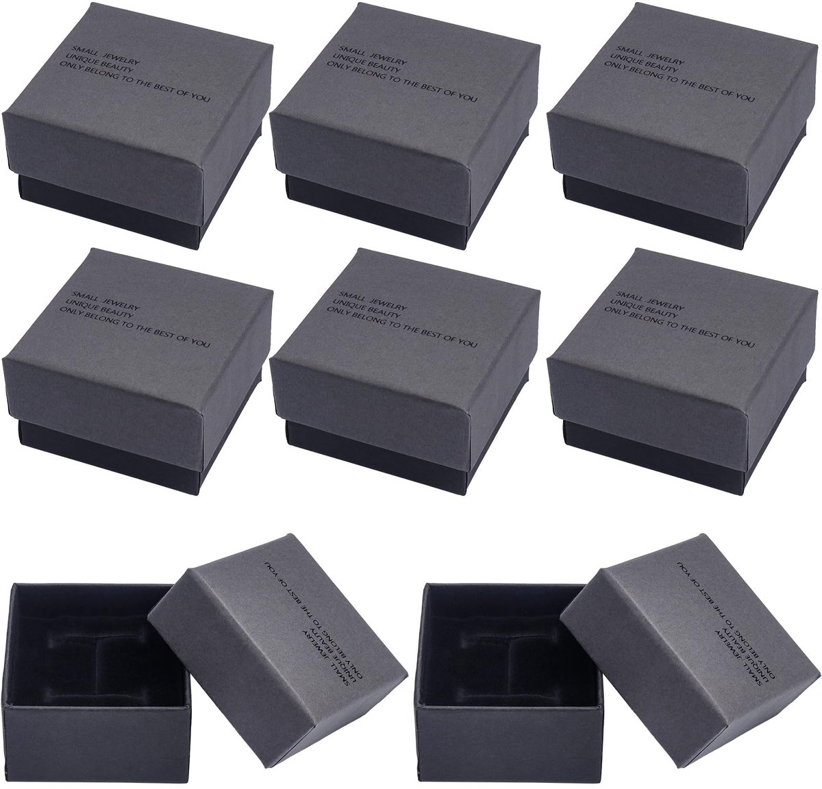 SnelShoppen - 24 Pack Sieraden Dozen voor Oorbellen en Kettingen - Kartonnen Opbergdozen 5x5x3.5cm met Fluwelen Spons - Grijze Cadeauverpakking voor B