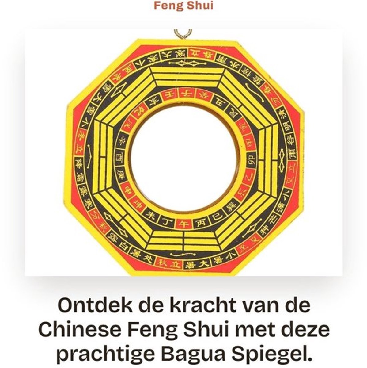 Bagua Spiegel 4" Convex - Feng Shui Spiegel - Houten Spiegel - Talisman Spiegel - Concave/Convex - Positieve Energie