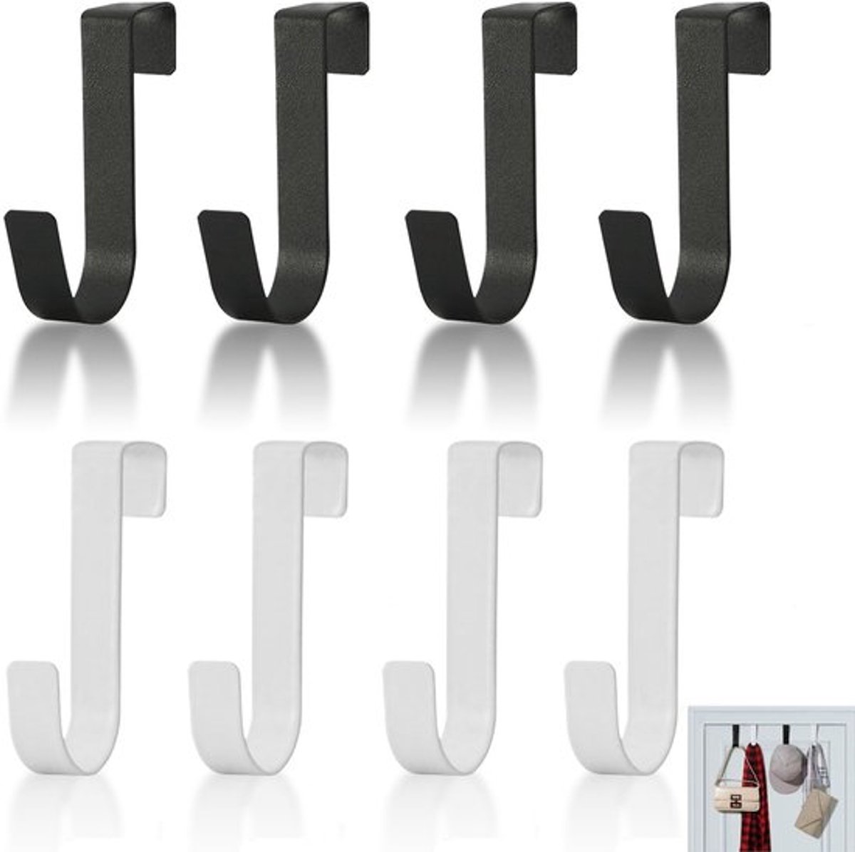 Deurhaken Set van 4 - Antislip Haken - Voor Opbergruimte Achter Deuren - Deurkapstok - Hog