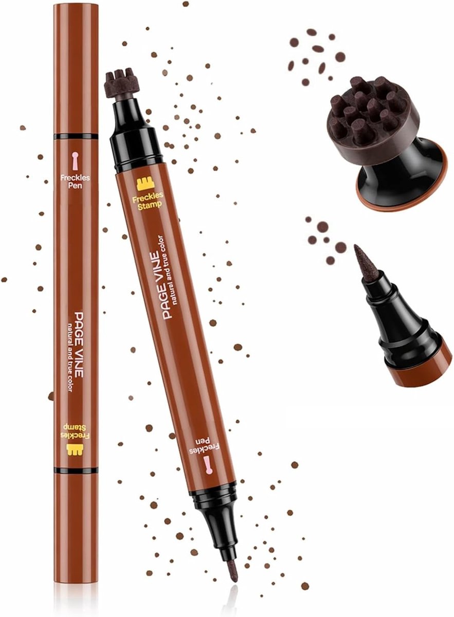 Dubbelzijdige sproetpen voor een natuurlijke look | Waterbestendige en zweetbestendige make-up tool voor een zongebruinde uitstraling, 2-in-1 met vloeibare punt
