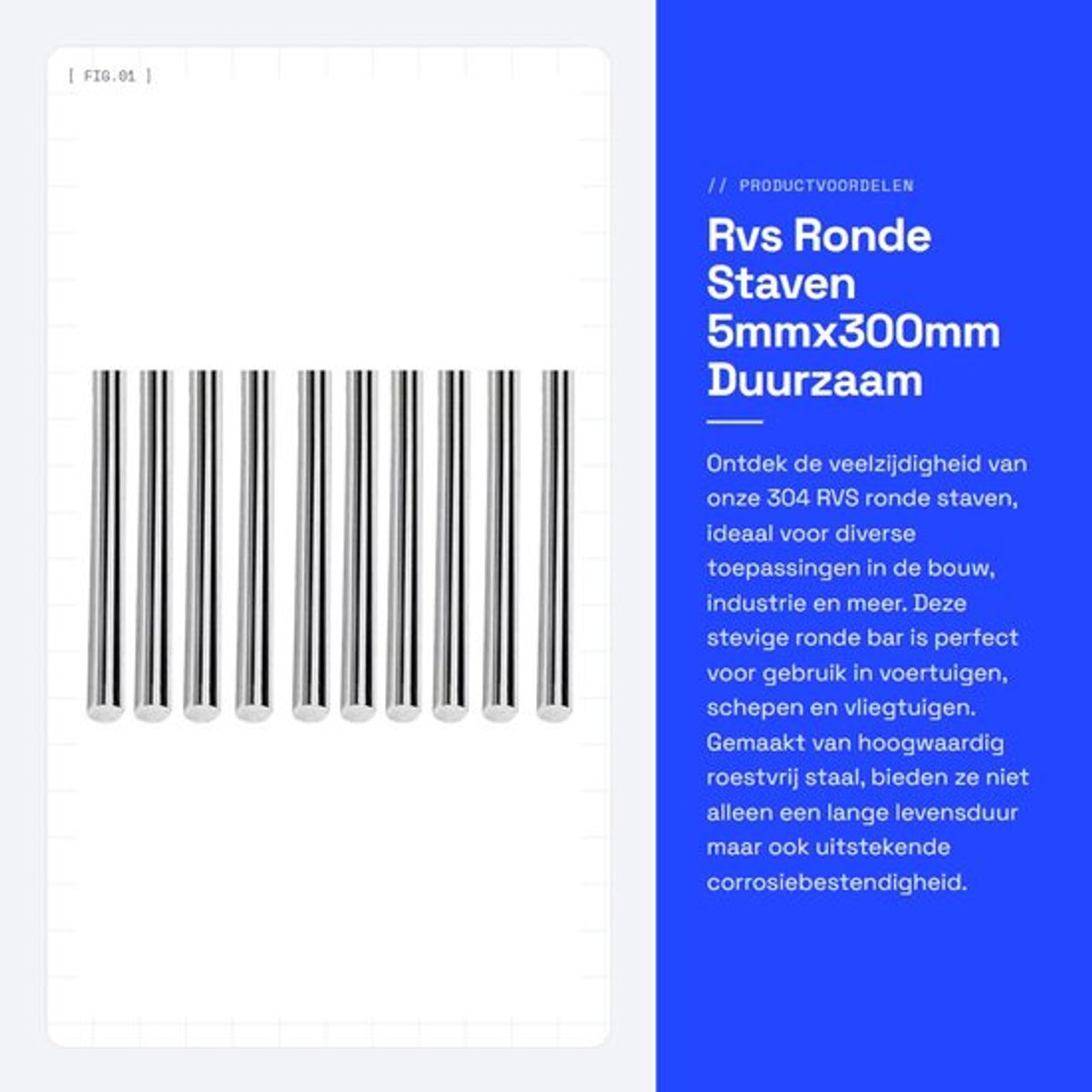 Ronde Staven 10 Stks - 304 Rvs - Roestbestendig - Duurzaam - Bouw/Industrie - Ideaal voor Modelbouw - Stalen Staven