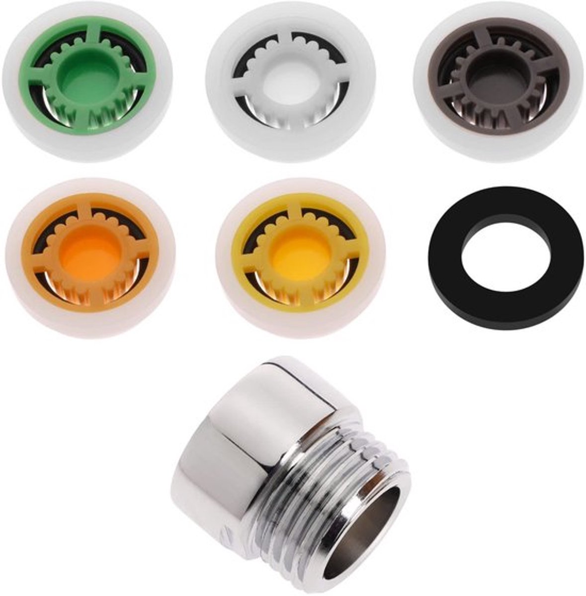 Douche Flow Reducer - Waterbesparing - 5 Stuks - Stroombegrenzer - Verstelbare debieten - Geschikt voor elke douchekop - G1/2 adapter