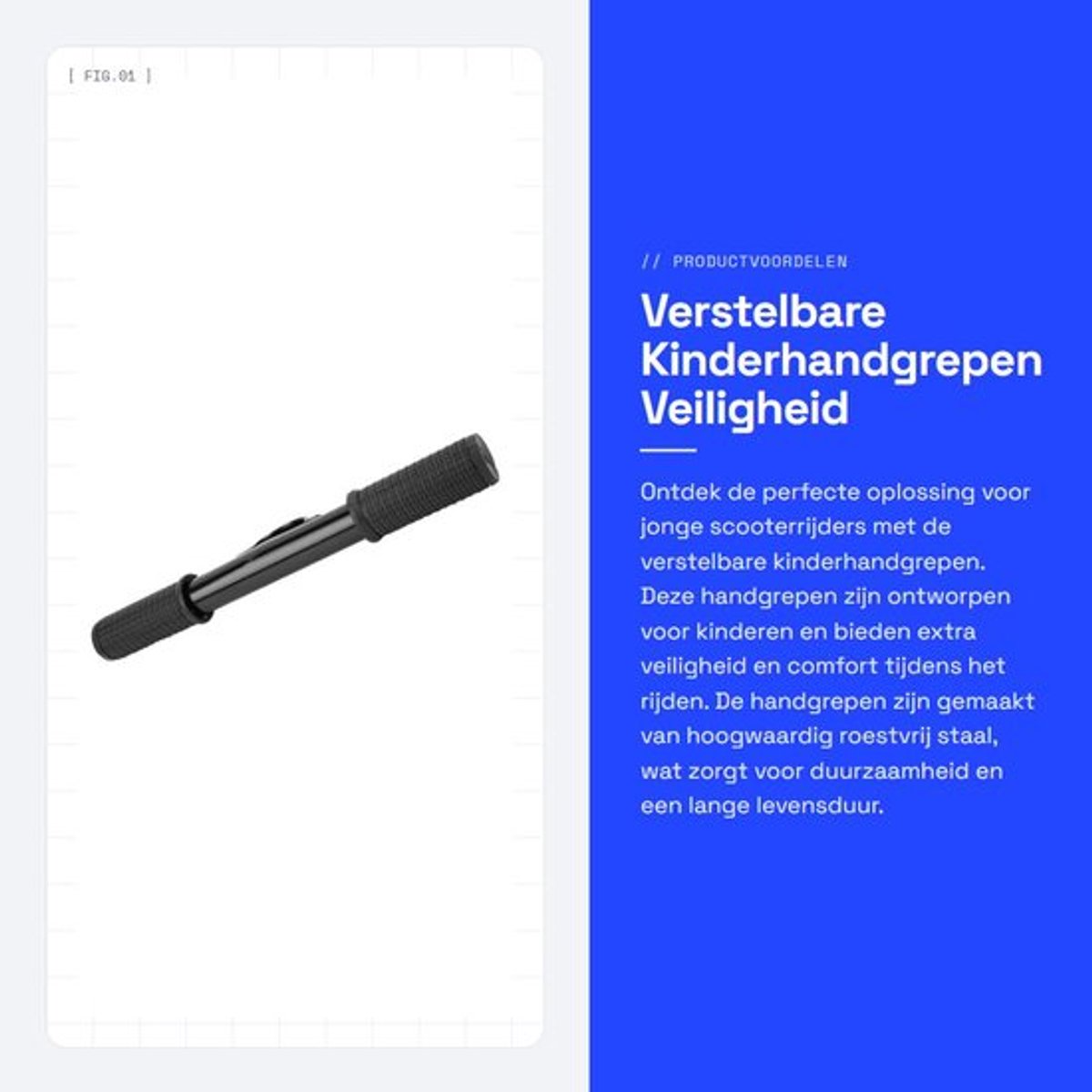 Verstelbare Kinderhandgrepen - Veiligheid voor Kinderen - Lichtgewicht en Draagbaar - Geschikt voor Mijia M365 - Handgreep voor Kinderste...