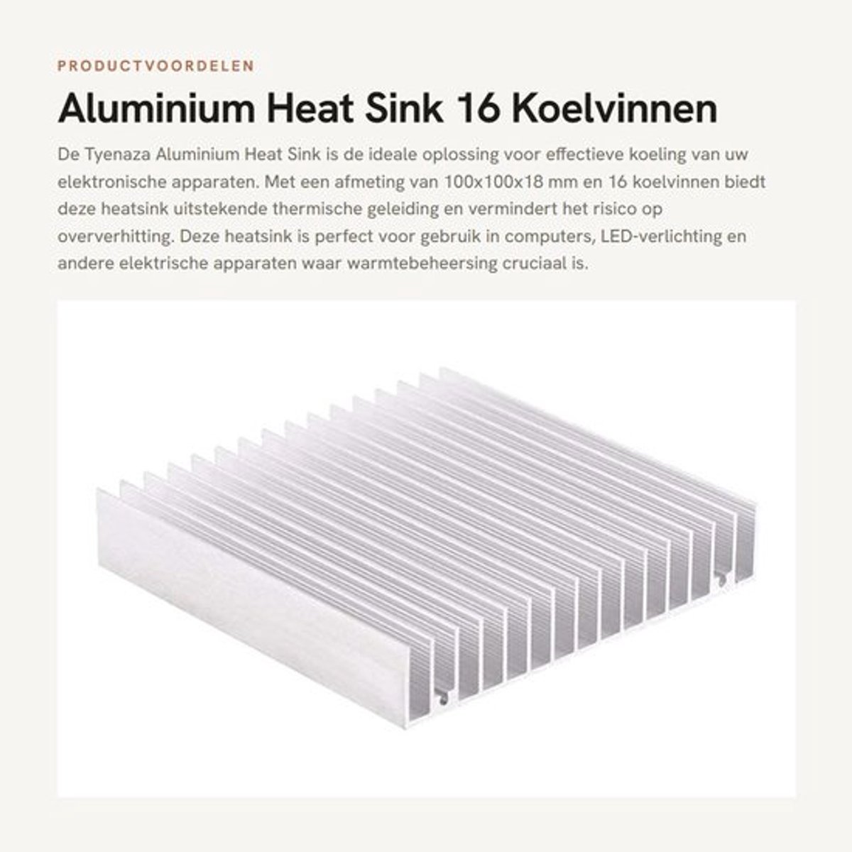Aluminium Heat Sink - 16 Koelvinnen - 100x100x18mm - Geschikt voor LED en Computers - Koeling - Efficiëntie - Duurzaamheid