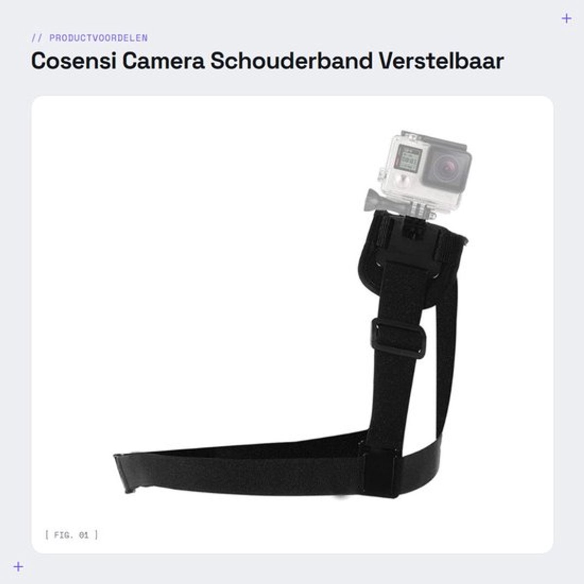 Camera Schouderband - Verstelbaar - Comfortabel ontwerp - Zwart - Chest Strap - Geschikt voor actiecamera's - Inclusief schouderharnas