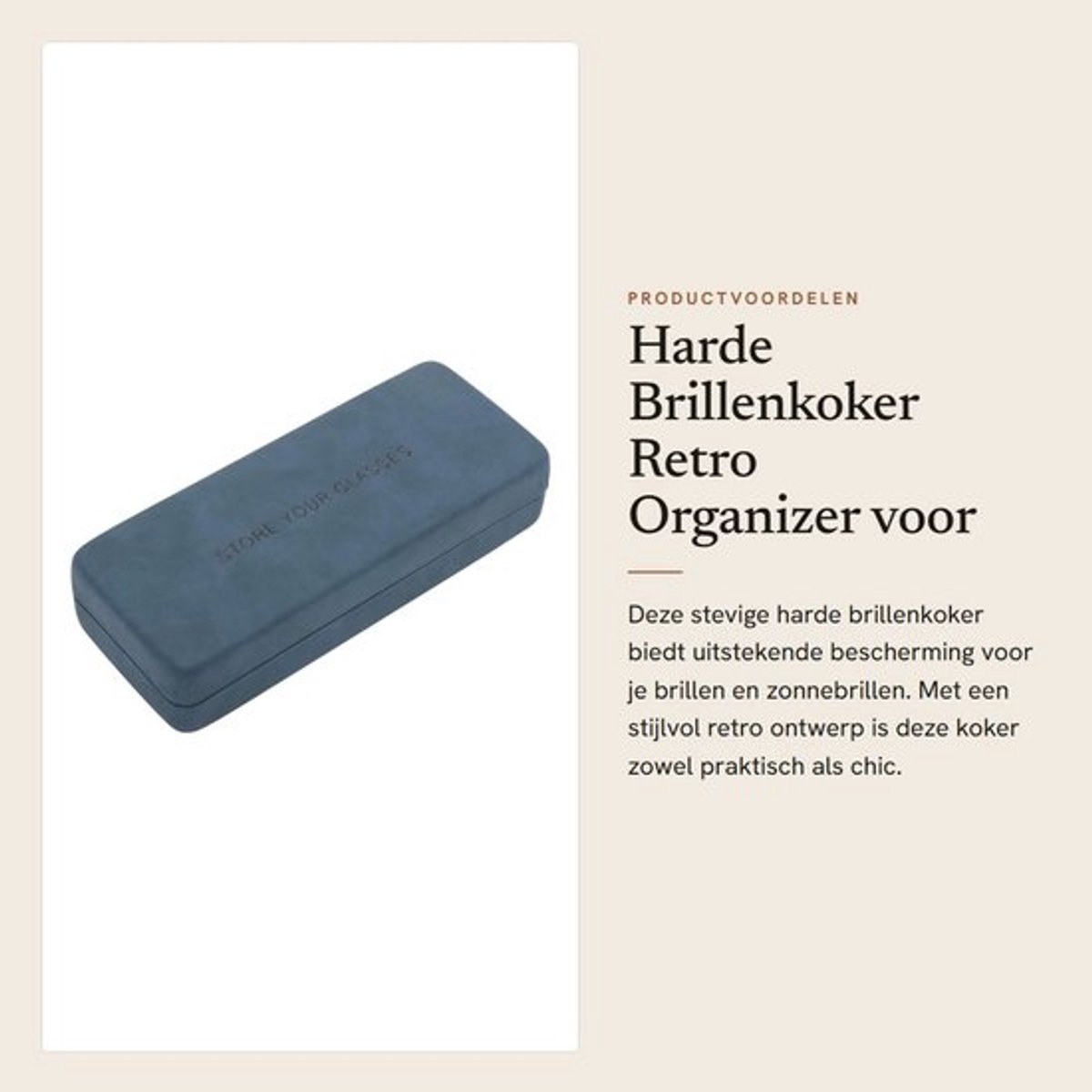 Brillenkoker Harde Schaal - Retro Organizer - Draagbaar - 16x6,5x3,5 cm - Bescherming tegen Krassen - Veerschakelaar Mechanisme - Brillenetui