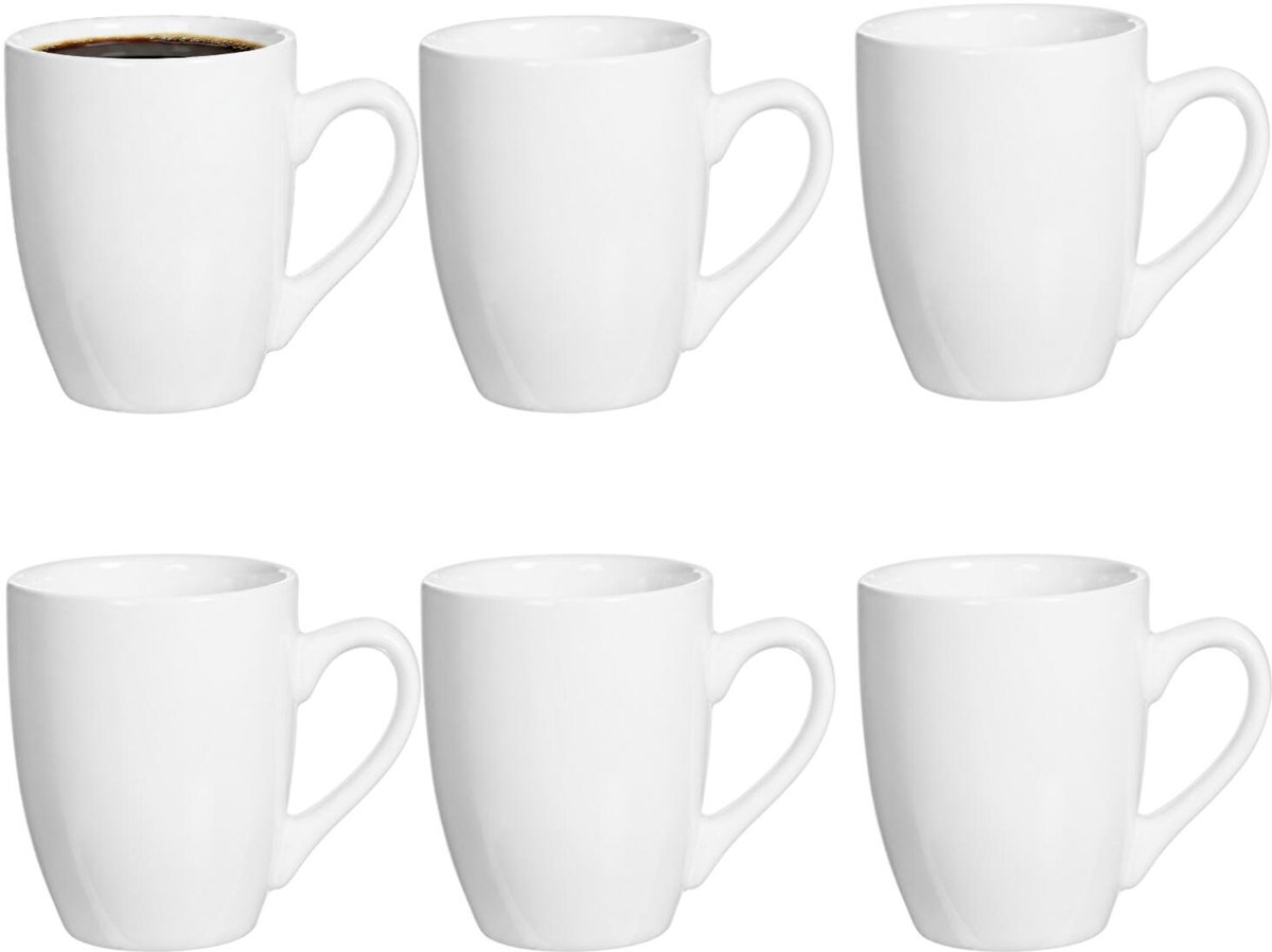 Alessandro Koffie / thee mok Pisa - 6x stuks - ivoor wit - 350 ml - mokken - keramiek