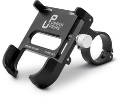 SnelShoppen - Urban Prime Telefoonhouder voor Fiets, Universeel, 360 Graden Draaibaar, Verstelbare Breedte 55-100 mm, Aluminium, Zwart, Uniseks voor V
