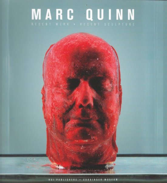 Marc Quinn : Travaux Récents, Sculpture Récente. Un moulage de tête rouge et glacé, yeux fermés.