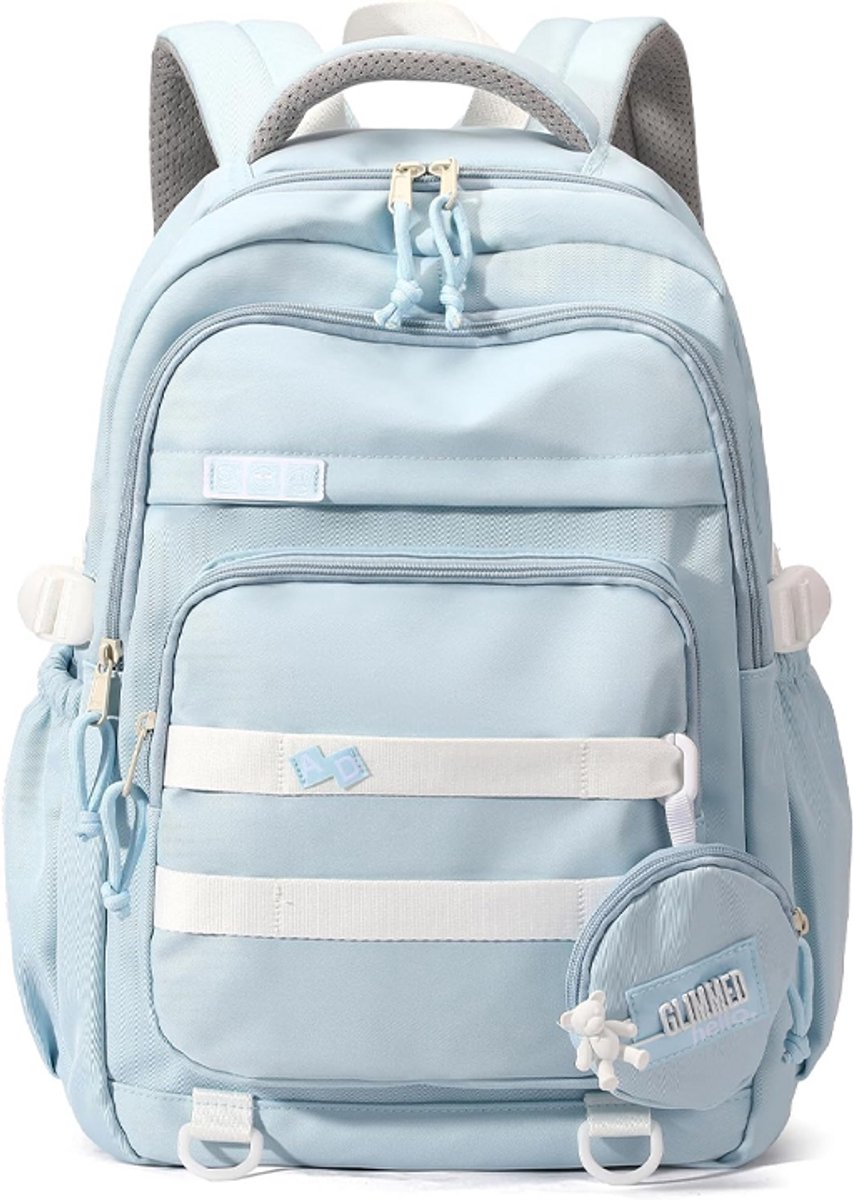 Verpakking van 1 stuk - Studentenrugzak - Stijlvolle schoudertas - Leuke schoolrugzak - Ruime, casual tas voor dagelijks gebruik - Voordelige reistas - Rugondersteuning en gewichtsvermindering - Geschikt voor school en reizen - 31*16*47cm-Hemelsblauw