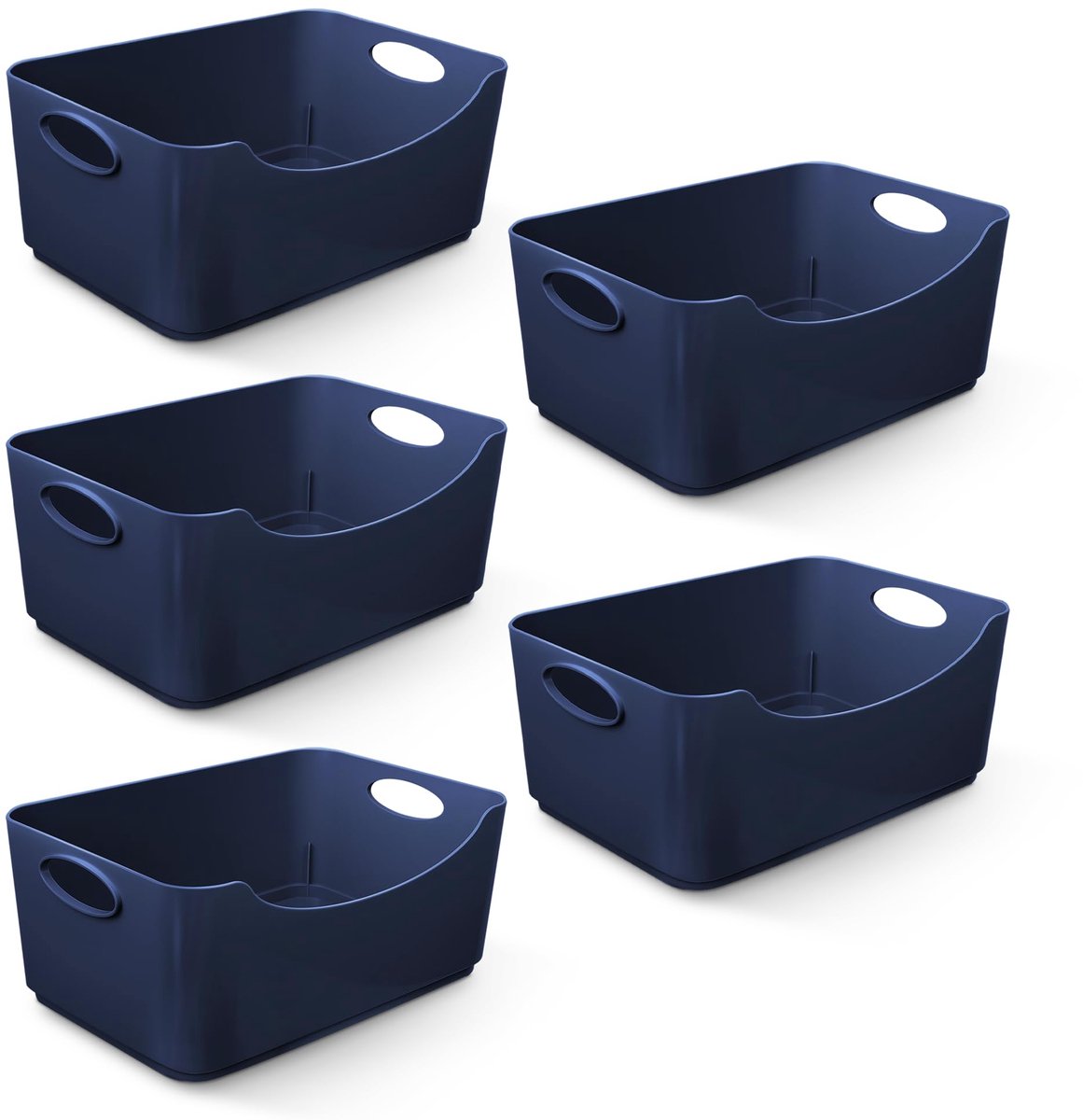 SnelShoppen - 5 Stuks Plastic Opbergmanden met Handgrepen - BPA-vrij, Vaatwasmachinebestendig - Organizerdozen voor Keuken, Badkamer, Voorraadkast, Pl