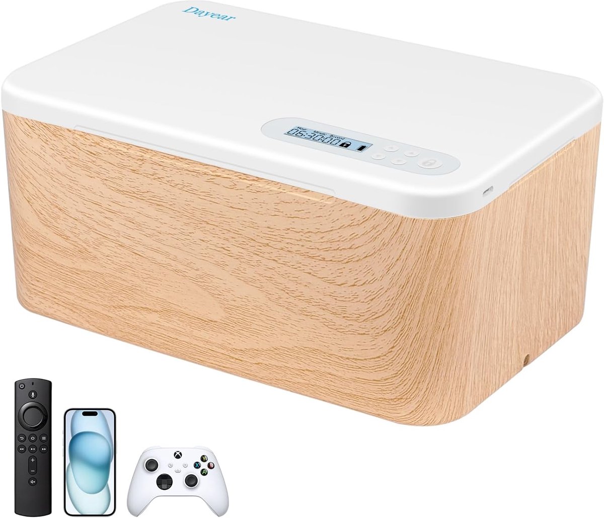 SnelShoppen - Upgrade Safe Timed Lock Box, Telefoon Lock Box met Timer, Afsluitbare Opbergdoos voor Telefoons, Videogames, Snacks, Houtnerf, Zelfbedie