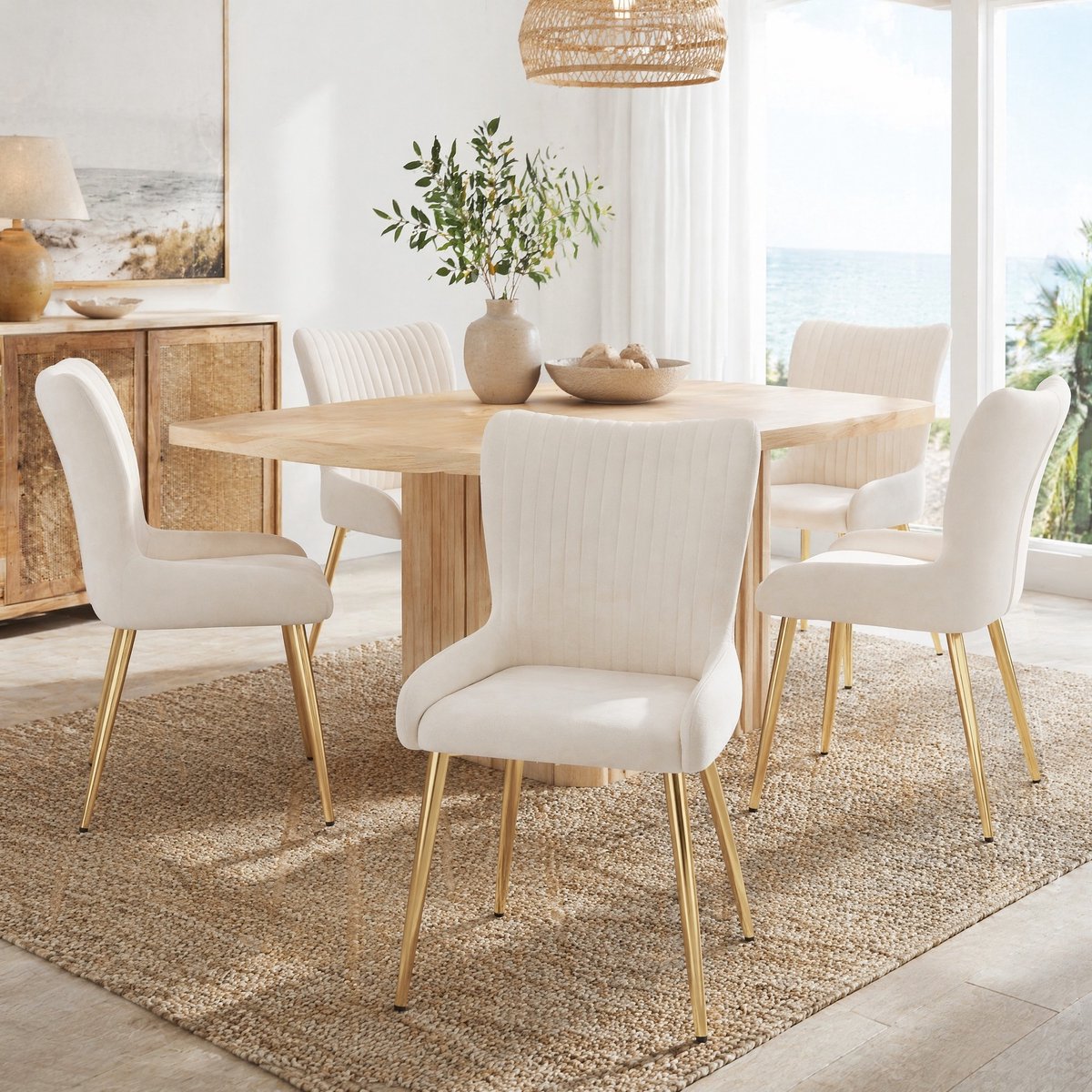 MEUNIQ velvet eetkamerstoel 2er-set 47 x 58 x 85 cm met gouden metalen poten, zachte zitting en hoge rugleuning voor eetkamer, woonkamer of slaapkamer