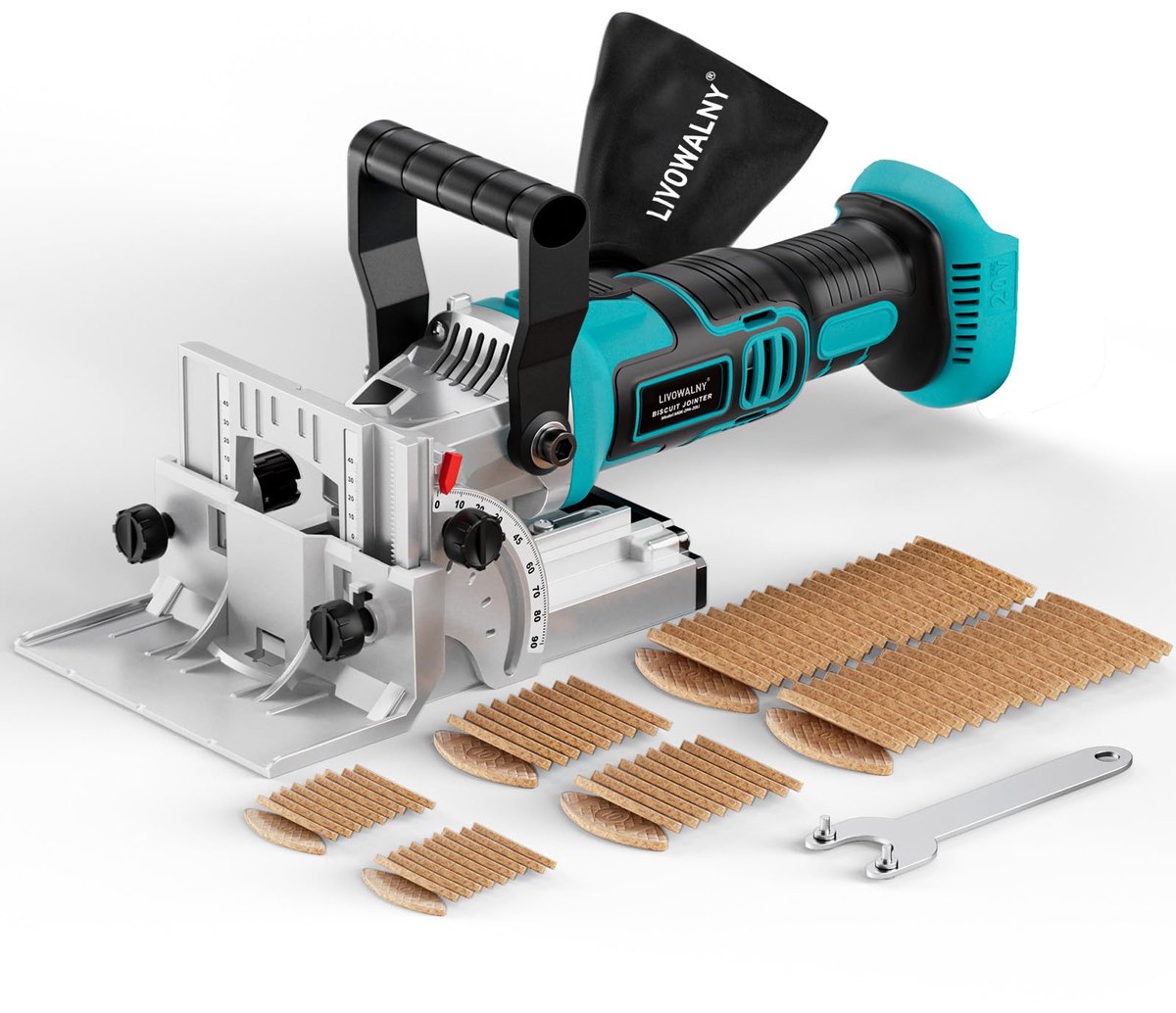 SnelShoppen - Platte Deuvelfrees voor Houtbewerking, 18V Accu Groeffrees met Stofzak, 11000 omw/min, 6-traps Diepte-instelling, 0-90° Snede, Ideaal vo