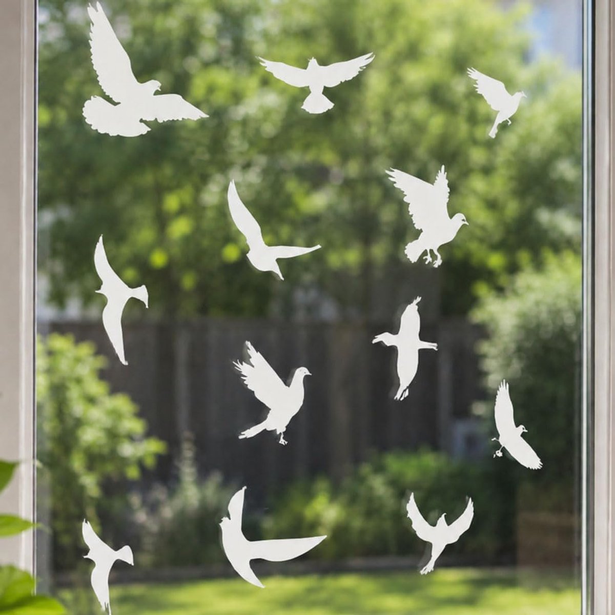 SnelShoppen - 6 stuks Anti-Botsingsstickers voor Vogels - Witte PVC Raamstickers - Beschermende Silhouetten voor Ramen, Huis, Kantoor en Tuin