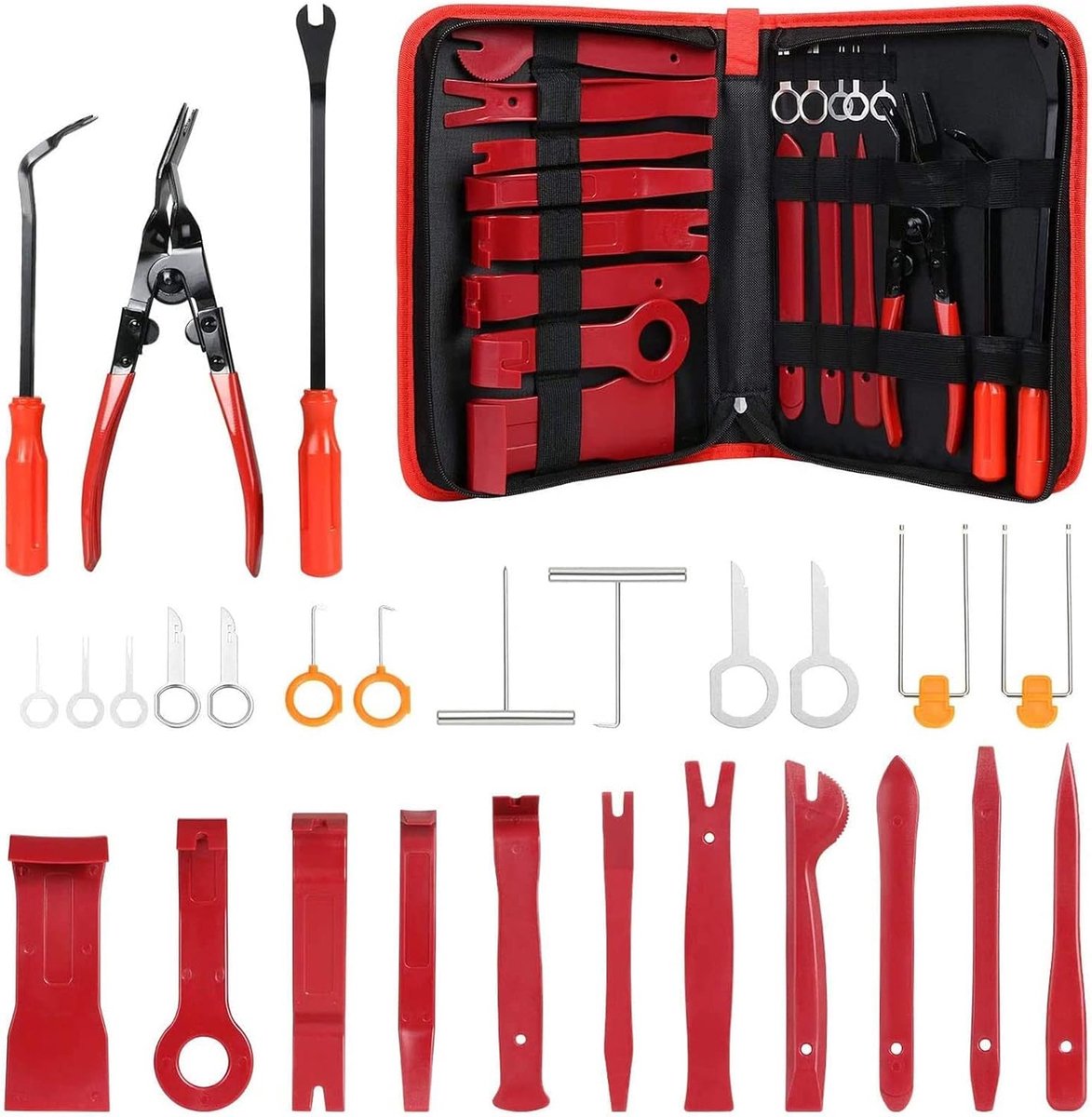 SnelShoppen - Flintronic Autodemontagegereedschapsset 27-delig - Sierlijstwiggen, Interieurbekleding Verwijdering Tools, Bekledingstools, Inclusief Ac