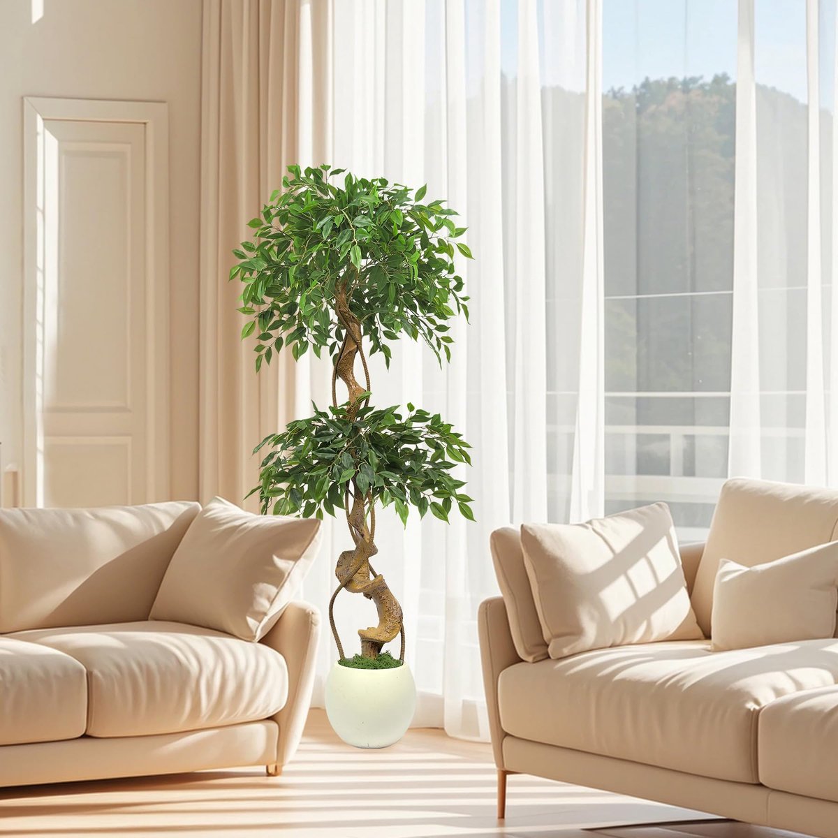 SnelShoppen - Grote Kunstplant 150 cm - Groene Kunstplant voor Binnen en Buiten - Moderne Decoratie voor Thuis, Kantoor, Tuin en Feest