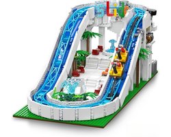 Mould King 11021 Waterglijbaan attractie bouwset | Kermis architecture ideas modelbouw | Technisch creator classic speelgoed bouwpakketten voor volwassenen & kinderen | Expert icons muziekdoos | Motor niet geschikt voor Lego technic | 2088 bouwstenen