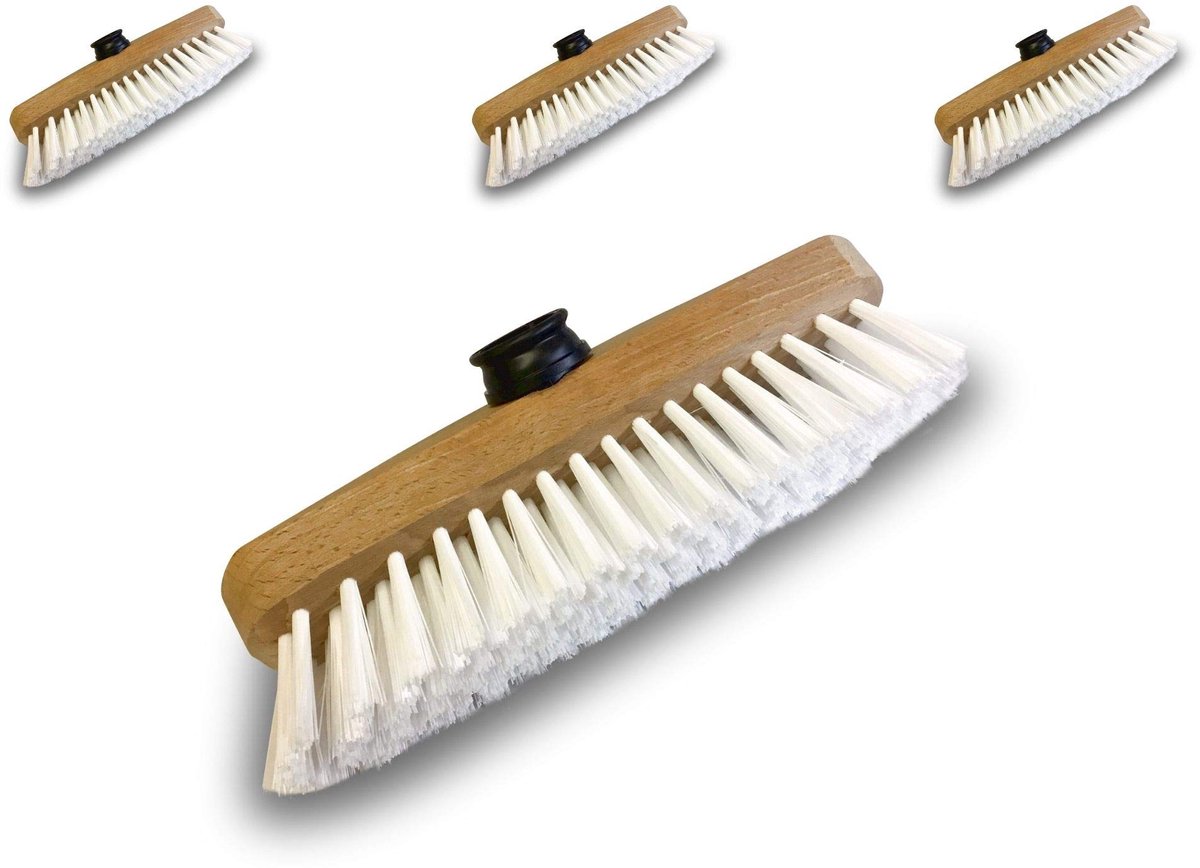 SnelShoppen - Vloerwisser Set van 3 | 22 cm | Houten Frame | Voor Tegels, Vloeren, Schoonmaken, Schrobben | Wit | Kunststof Schroefhuls | Mouwloos