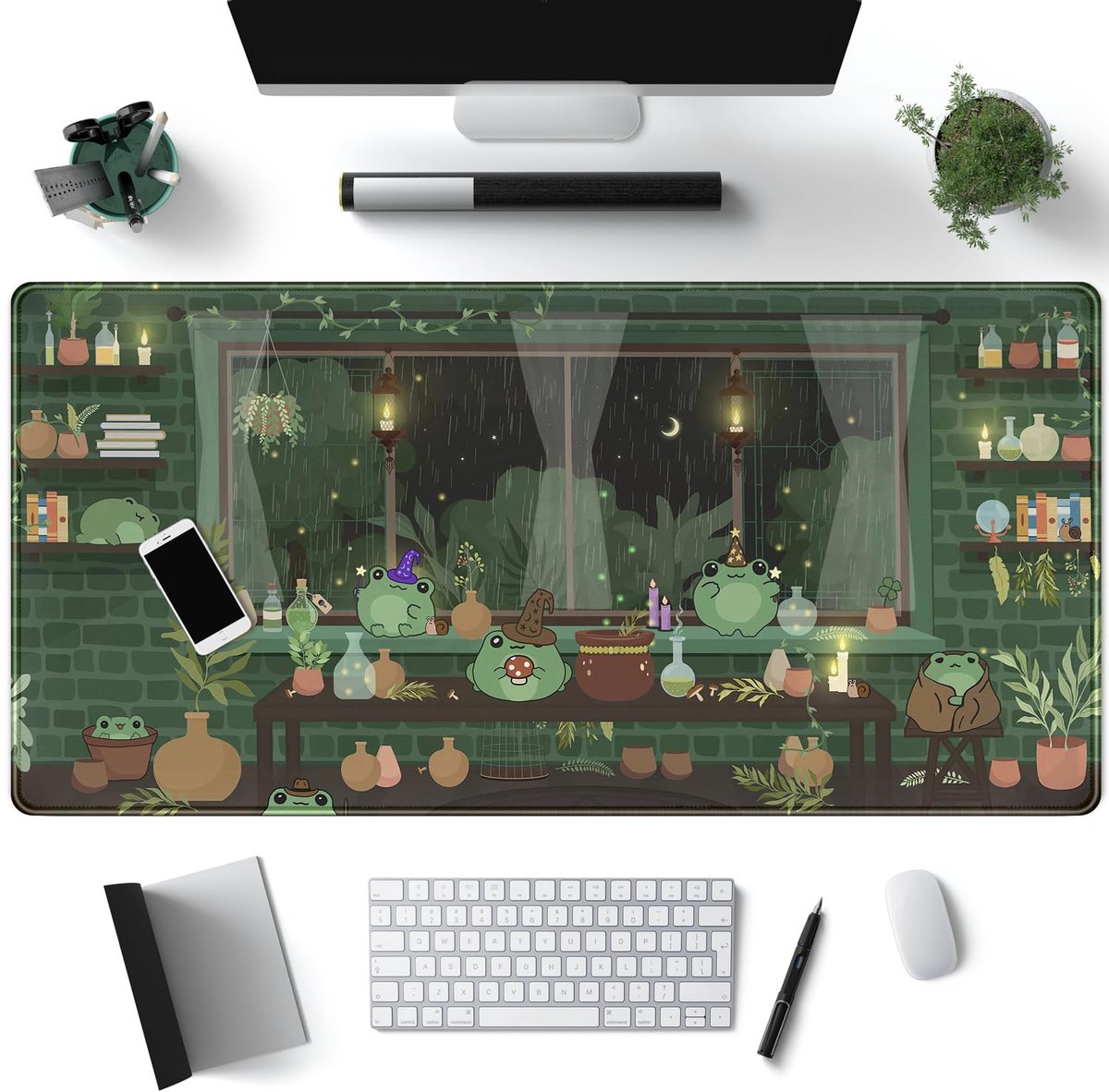 SnelShoppen - Bureau Pad Leuke Zwarte Kat Kawaii Bureaumat, Anime Gaming Muismat Pixel Stijl, Groot en Duurzaam, Perfect voor Thuis en Kantoor