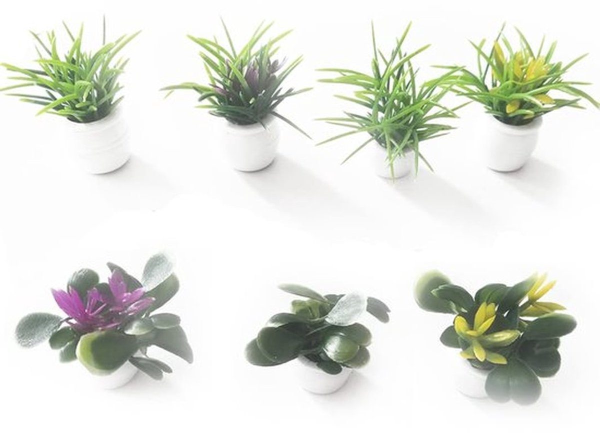 - Miniatuur Plant Figuur - Mini Bloem in Pot - Duurzaam en Elegant - Groen - Kunstmatige Plant - Perfect voor Micro Landschap Decoratie - C..