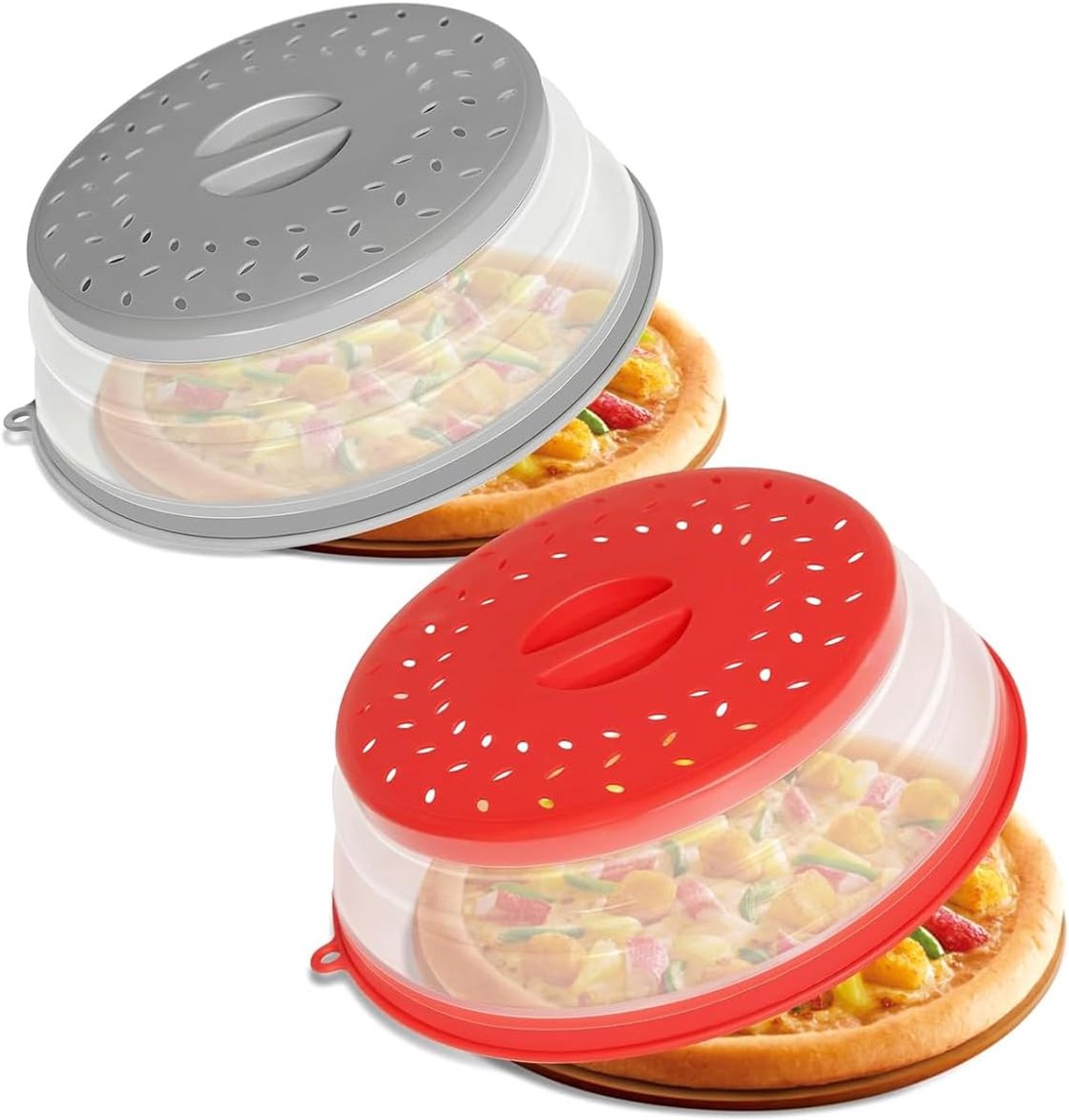 Opvouwbare magnetron deksel, set van 2 magnetronkappen, microgolfovenafdekkingen 27 cm, magnetron afdekkap met haken - ShopVlot