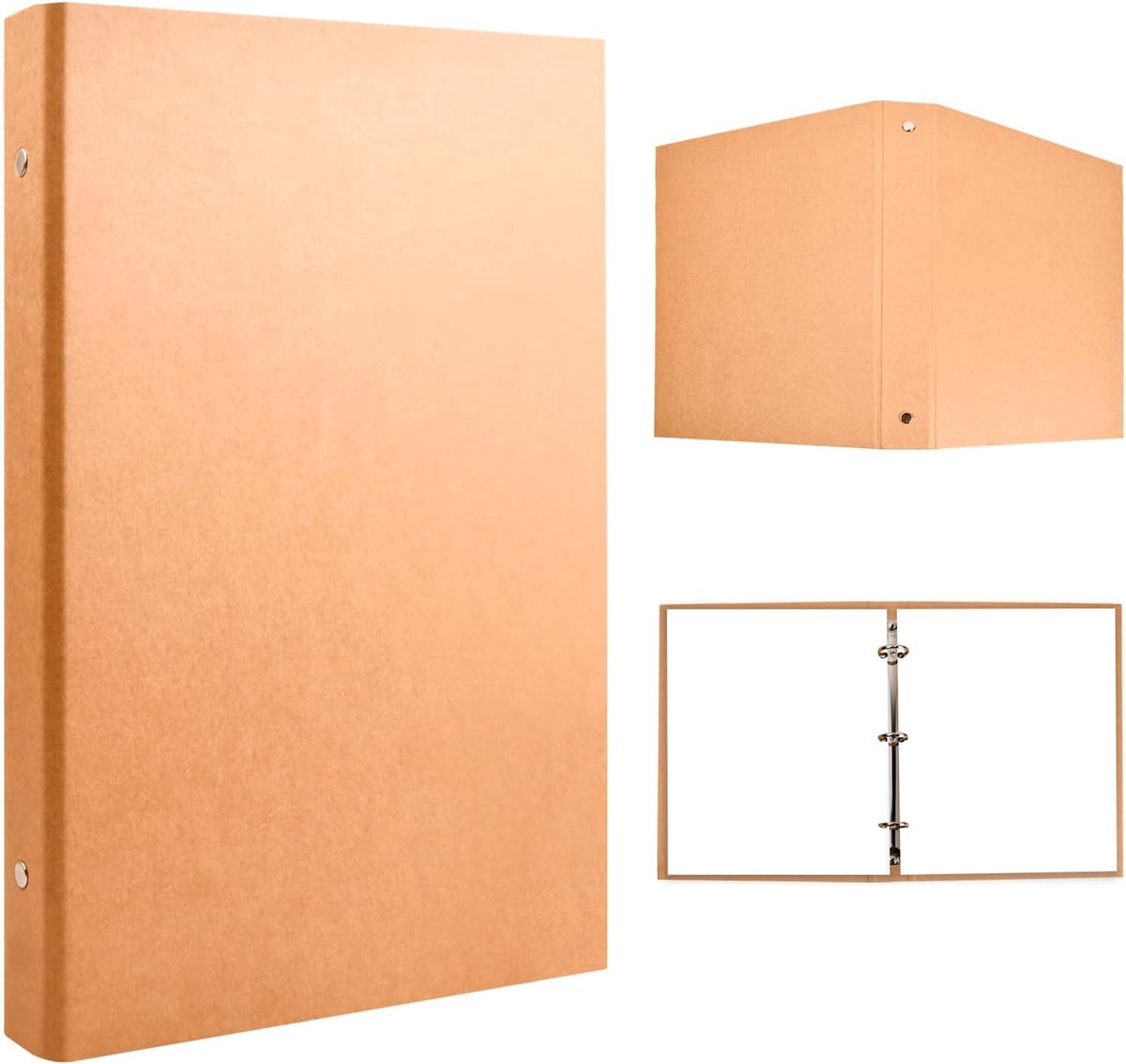 Ringbanden A5 set van 2 - Kraft papier - 3-rings loose sheets - Perfect voor school en kantoor - SnelShoppen