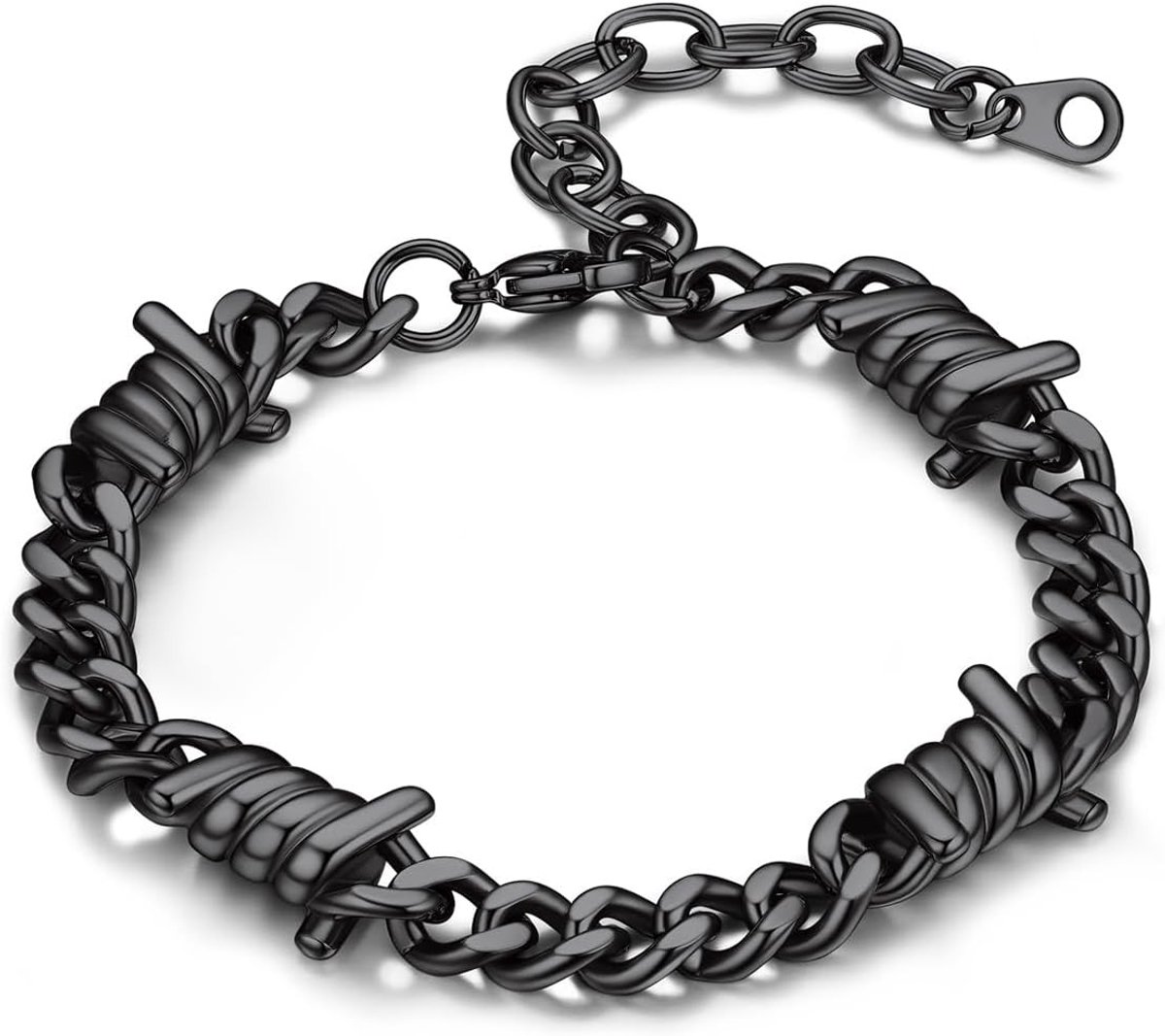 Cuban Chain Barbed Wire Choker voor Mannen en Vrouwen van RVS - Zwart Gothic Thorns Punk Sieraad met Geschenkverpakking - Trendy Accessoire voor Feestjes en Festivals