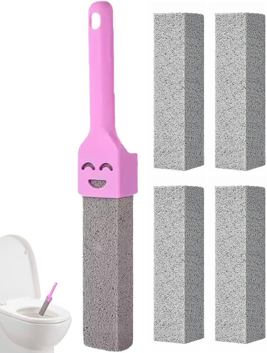 Natuurlijke puimsteen voor het verwijderen van hardnekkige kalk, ideaal voor toilet en badkamer, veilig en chemievrij met handgreep inbegrepen
