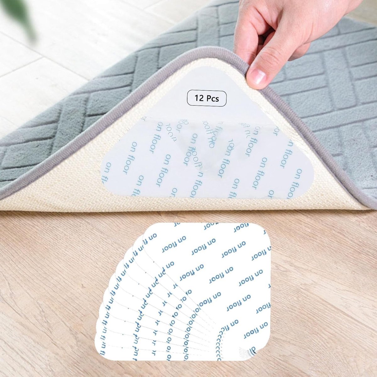 12 stuks wasbare herbruikbare anti-krul tapijtpads voor harde vloeren, dubbelzijdige antis