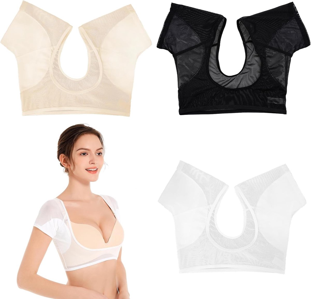 Set van 3 Onderarm Pads - Ademend Zweetvest voor Vrouwen, Absorberende Zweetbescherming en Sportondersteuning
