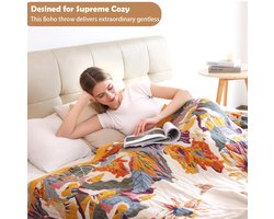 VANJOROY Boho Sofa Coach Bed Grote Gooi Deken Decor met Kwastjes, 100% Puur Katoen Zachte Handgeweven Omkeerbare - ShopVlot