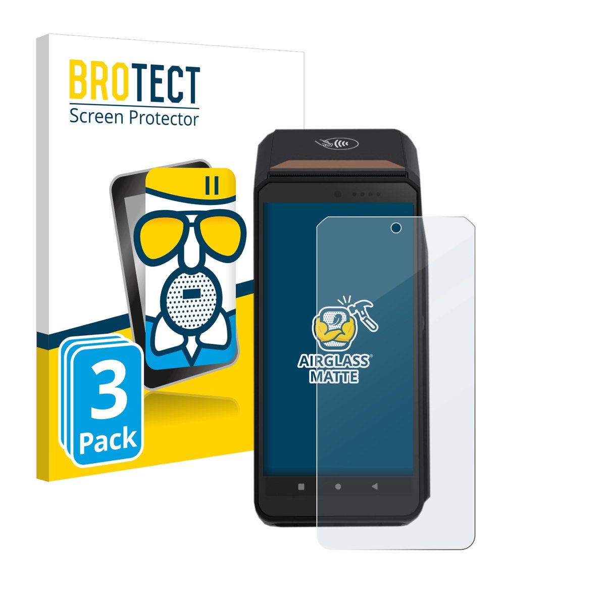 BROTECT - Screenprotector voor ingenico Axium DX8000 - Folie Beschermfolie Beschermglas matte 3 Stuks