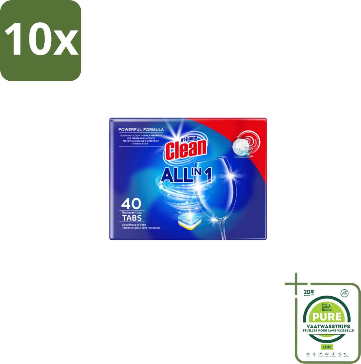 10 x At Home Vaatwastabletten All-in-1 40 stuks per verpakking - Grootverpakking - Vaatwastabletten - Vaatwassen - Vaatwasser - Vaat Schoonmaken - Vaatwasmiddel