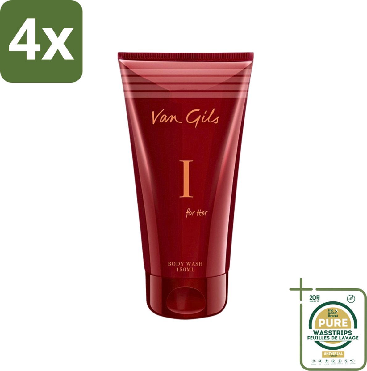 Van Gils - Douchegel - I for Her - Zachte Reiniging & Luxe Geurbeleving - 150 ml - Voordeelverpakking - 4 stuks - Douchegel voor vrouw - Douchegel hydrateert