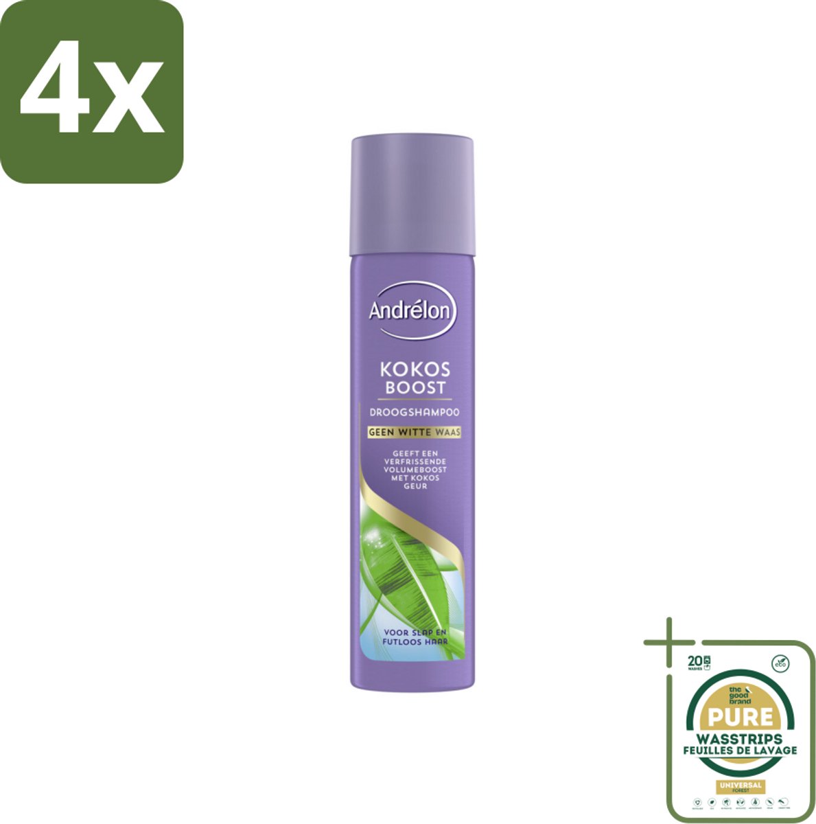Andrélon Droogshampoo Kokos Boost 245 ml - Voordeelverpakking - 4 stuks - Volume haar - Fris haar
