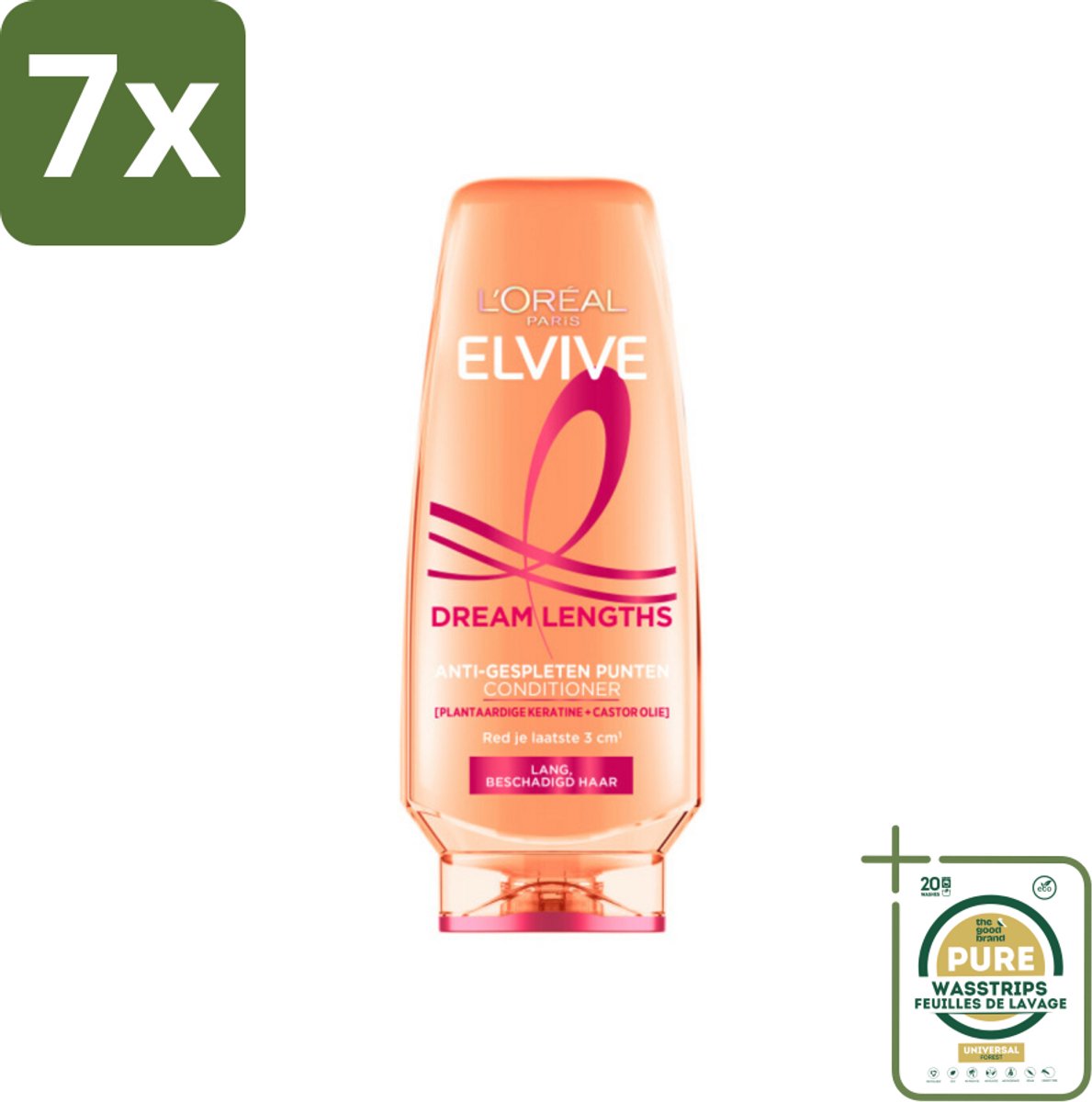 7 x L'Oréal Elvive Dream Lengths Conditioner 200 ml - Grootverpakking - Lang Haar - Beschadigd Haar - Haar Herstel - Haar Verzorging - Haar Voeding