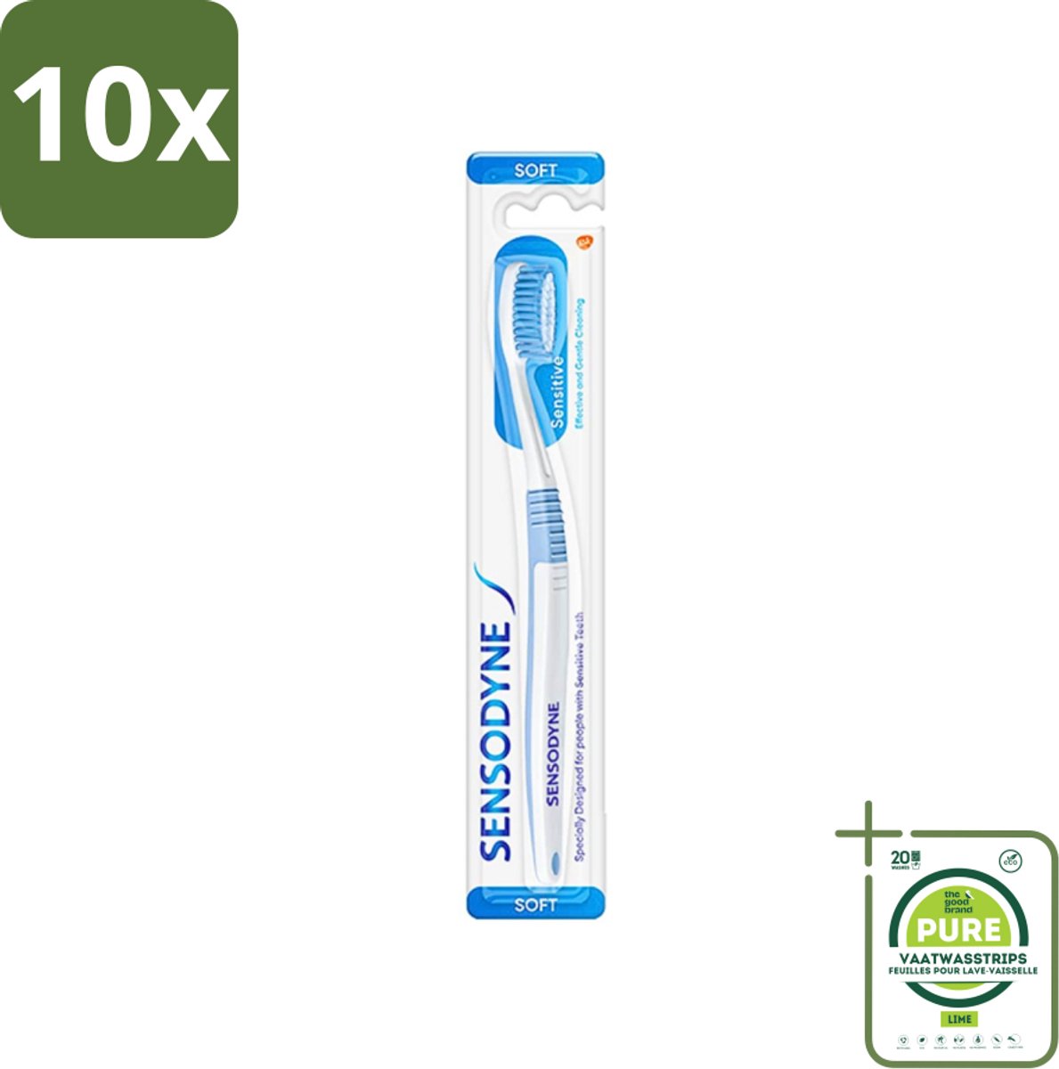 10 x Sensodyne - Tandenborstel - Soft - Voor Gevoelige Tanden - 1 Tandenborstel - Grootverpakking - Gevoelige Tanden - Zachte Tandenborstel - Tandvleesbescherming - Tandborstel Voor Gevoelige Tanden - Duoflex Nek