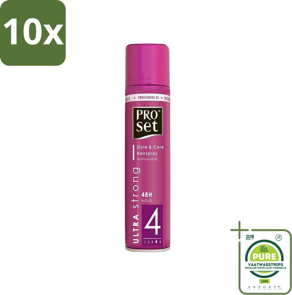 10 x Proset - Haarspray - Ultra Sterk - 48 uur Werking - 250 ml - Grootverpakking - Haarspray - Haarspray 48 Uur - Haarspray Met B5 - Haarspray Met Fixatie - Haarspray Voor Langdurige Hold
